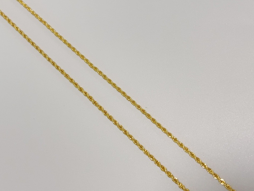 18K Yellow Gold Solid 2.5mm Rope Chain Diamond Cut Pendant Necklace 20″ Chain