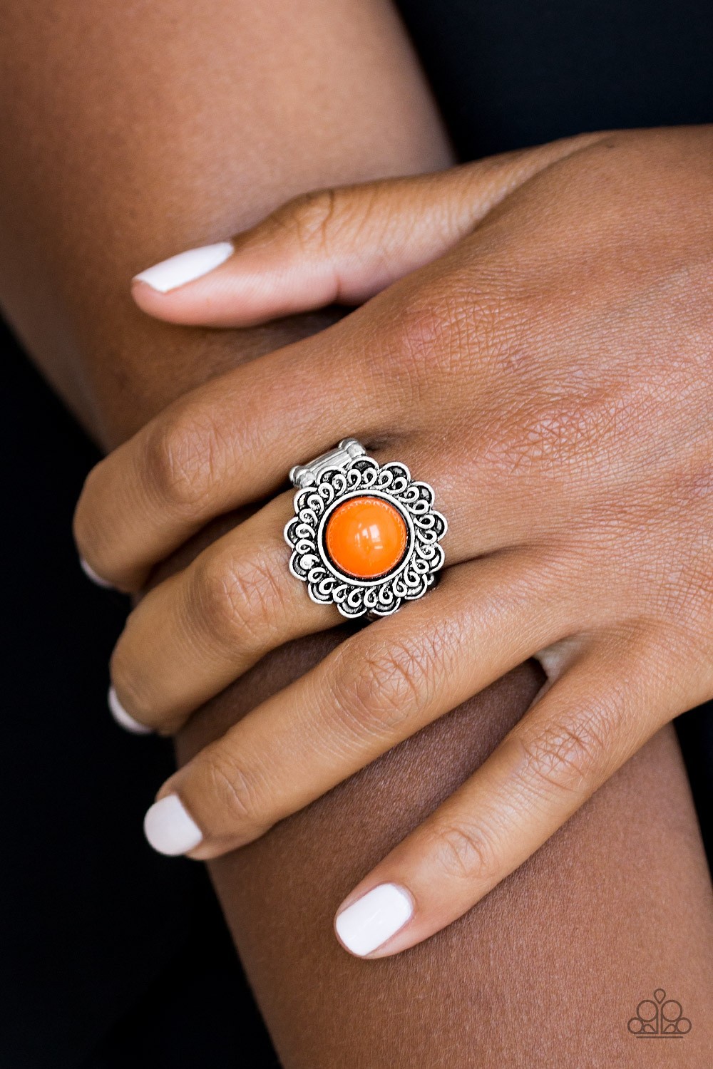 Garden Stroll Orange Stretch Ring Fits Size 6 to 10