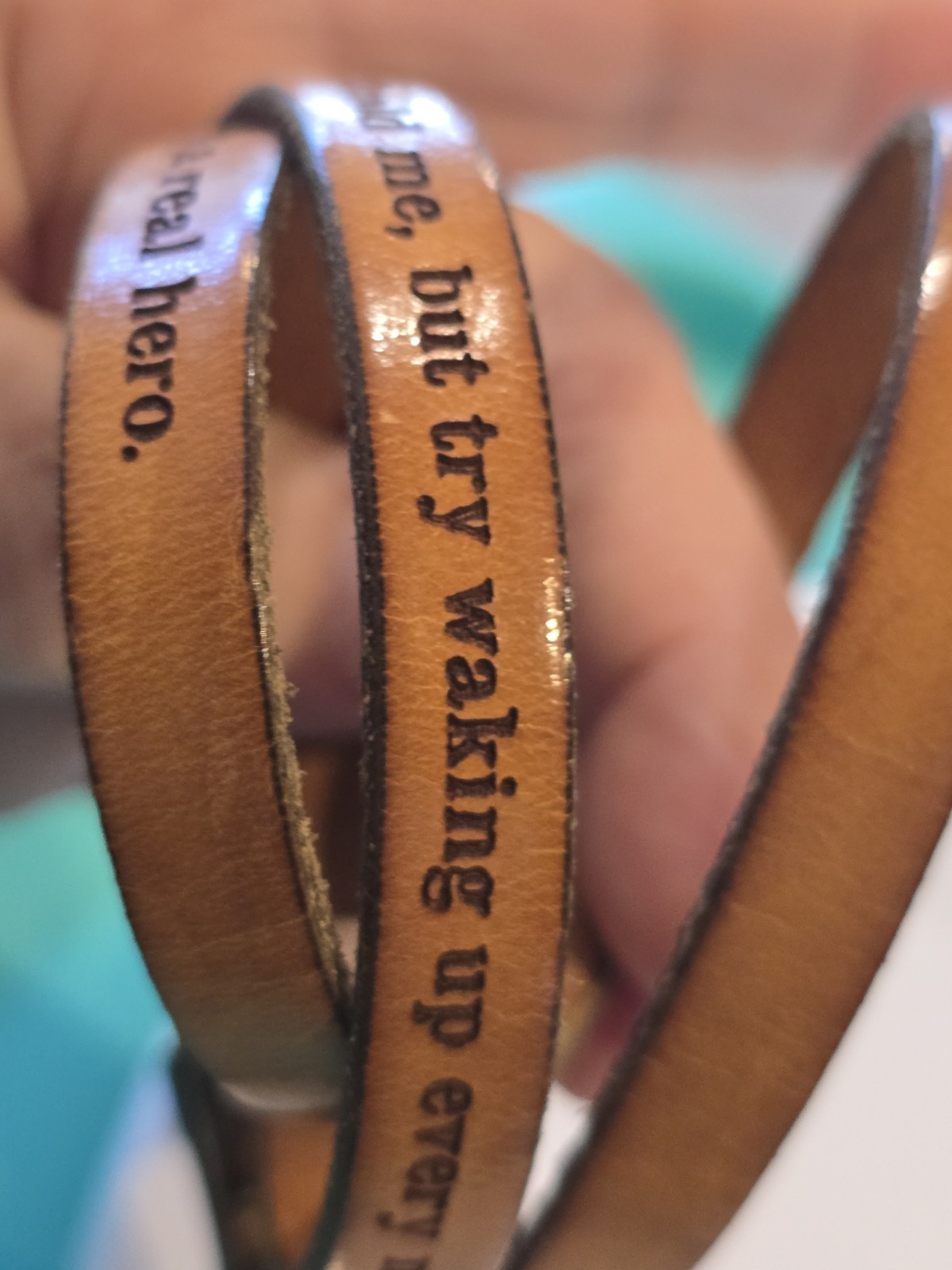 Inspirational Leather Wrap Bracelet Quote Cuff Brown Adjustable Hero Dragon 1117