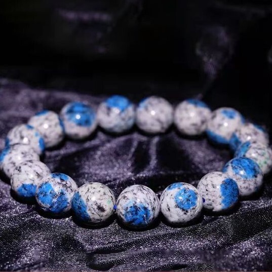 K2 Azurite Stone 8MM Round Bead Healing Protection Balance Stretch Bracelet Gift