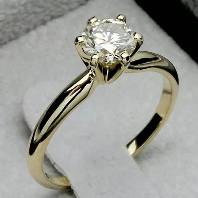 0.50Ct Round Cut Lab-Created Diamond Wedding Ring 14k Yellow Gold Plated
