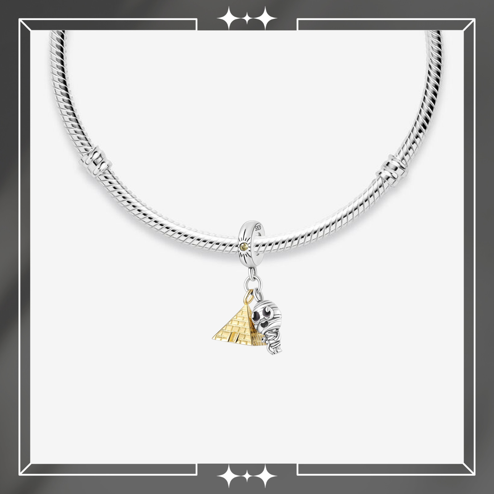Pyramid And Mummia Charm For Bracelet, Egypt Charm, Travel Charm