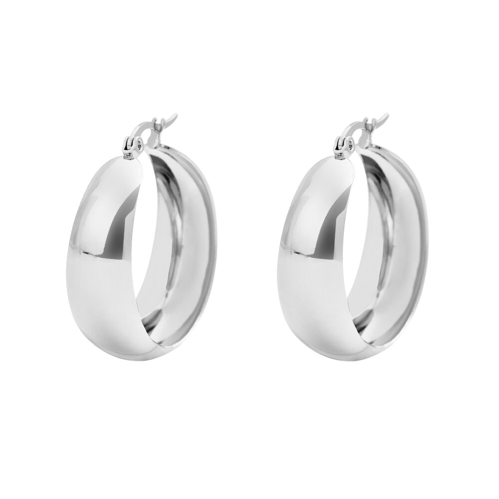 Edforce Stainless Steel Silver Plated Lead-free Hypoallergenic Wide Large Rounde
