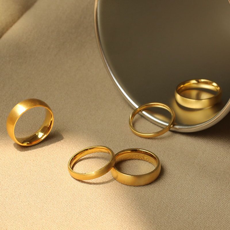 4 Colors 2/3/4/5/6mm Man Woman 18k Gold Plated Brushed Plain Silver Band Ring