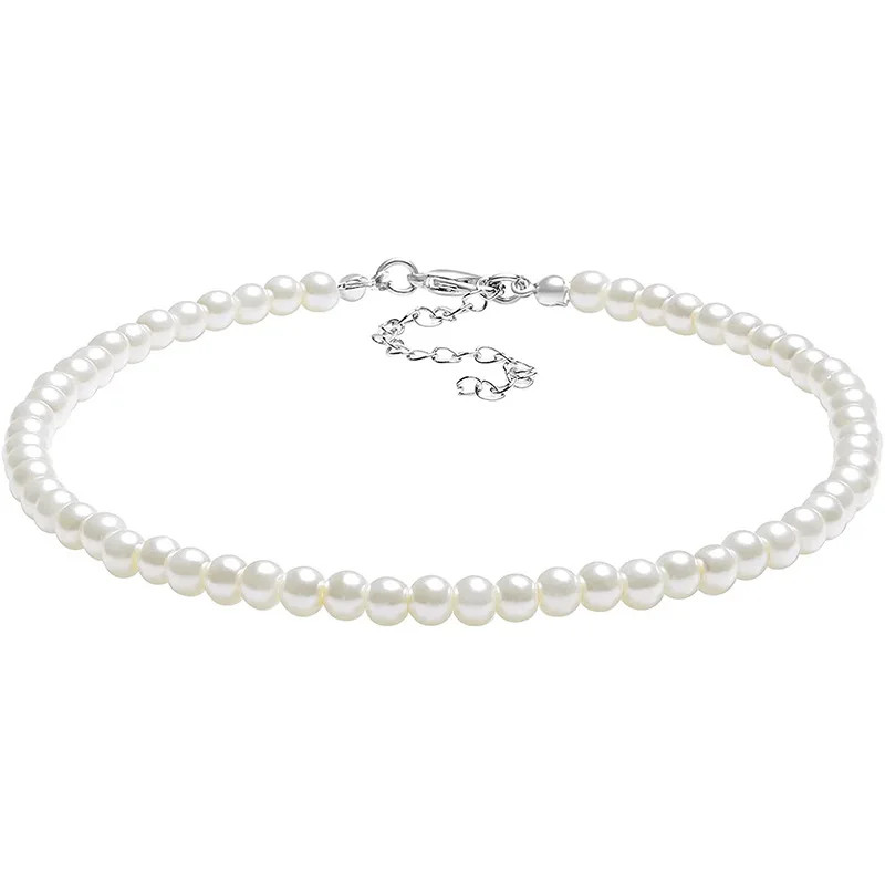 Faux Pearl Layered Collar Choker Necklace Women White Beaded Rope Jewelry