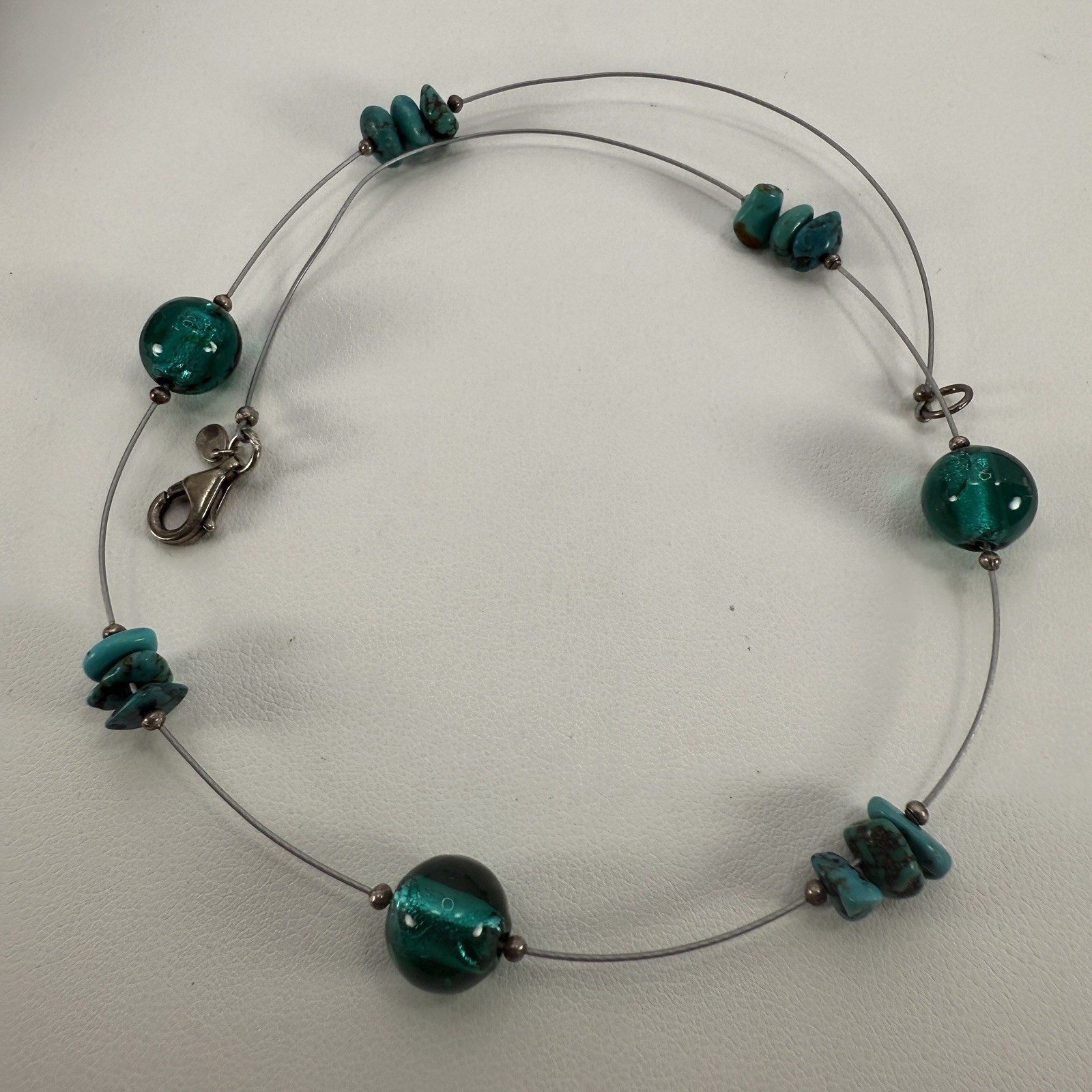 Silpada 925 Sterling Silver Stabilized Turquoise Blue Glass Bead Necklace N2353