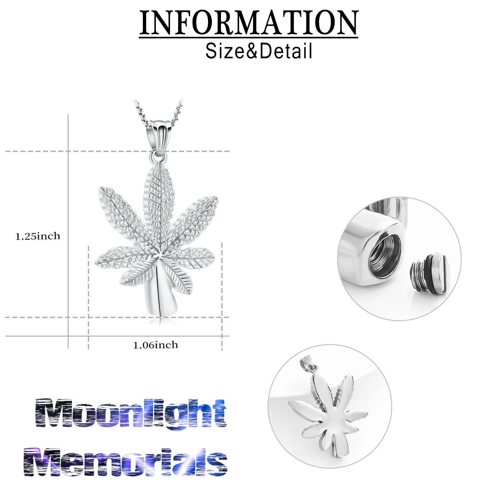 New Leaf Marijuana Weed Urn Ashes Cremation Keepsake Memorial Necklace