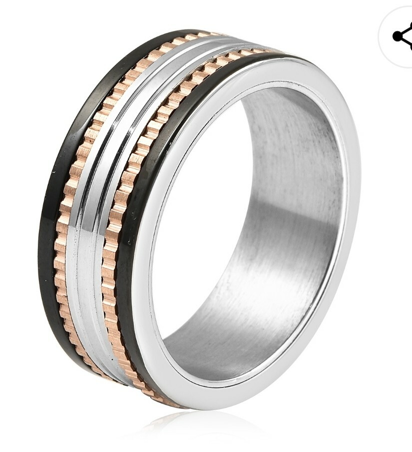 Multi-Row Spinner Band Ring in ION Plated YG & Stainless Steel (Size 7.0)