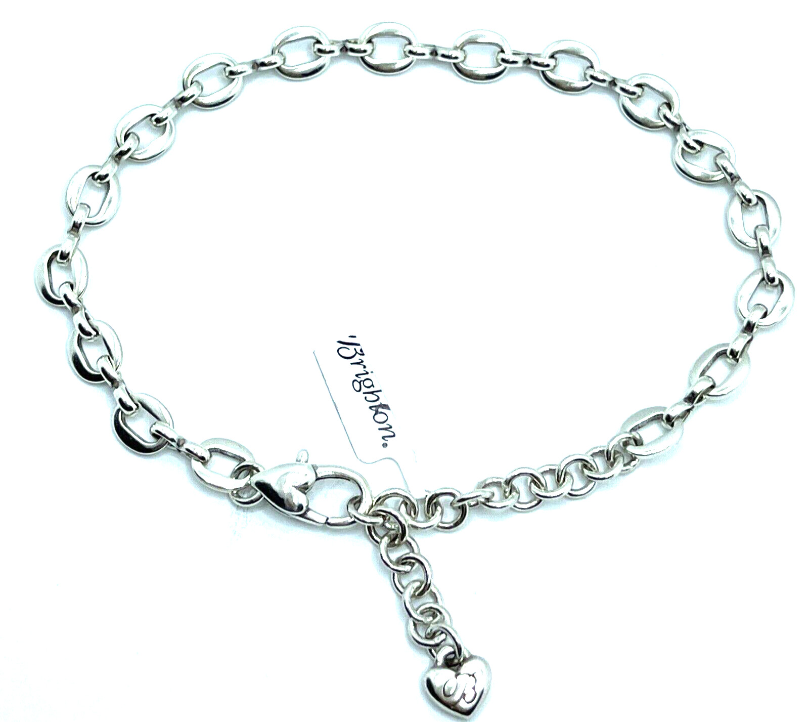 Brighton Delicate Oval Linked Chain Bracelet or Anklet Excellent Silver 10″ NWT