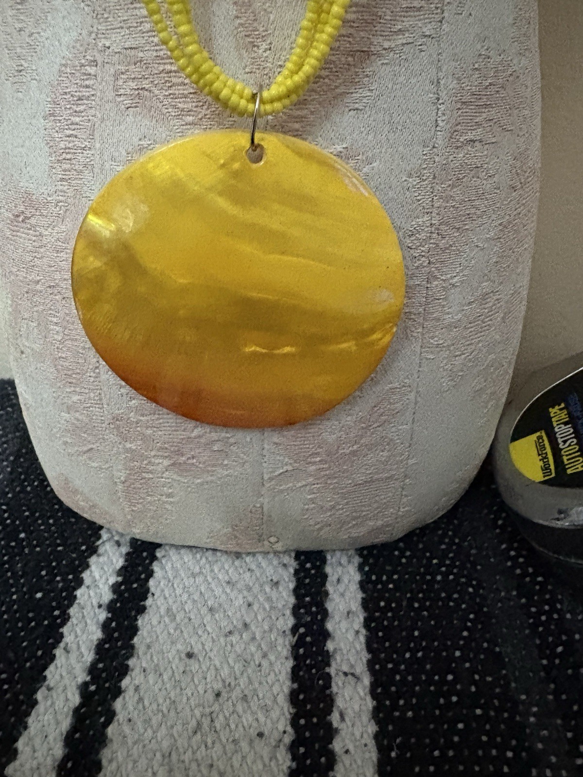 Beautiful Yellow Beaded Chain With Yellow Pendant Shell