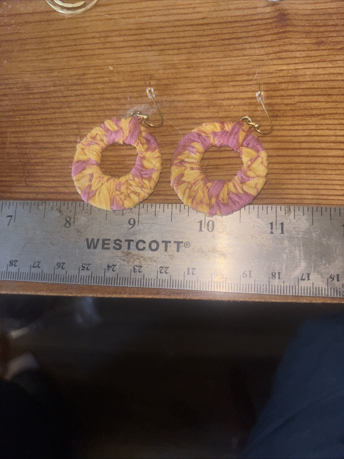 Pink And Yellow Woven Hoop Earrings