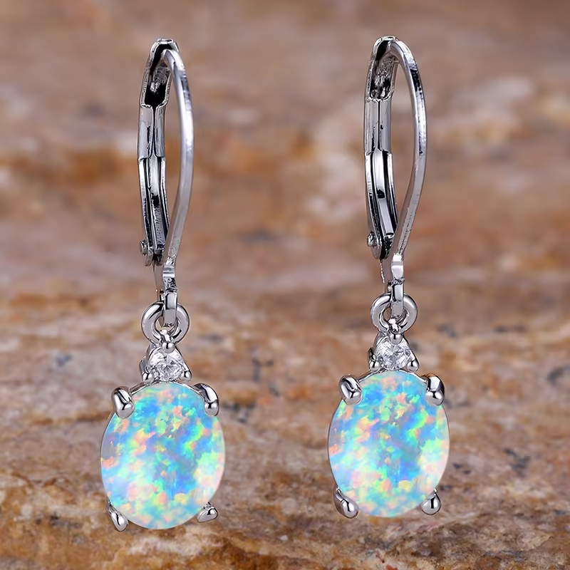 Natural Fire Opal Dangle Earrings Chakra Healing Delicate Women Drop Jewelry
