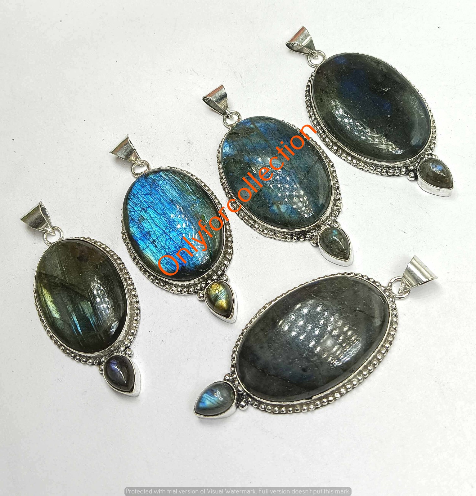 Labradorite Gemstone Pendants Lot 925 Sterling Silver Plated Bulk Jewelry