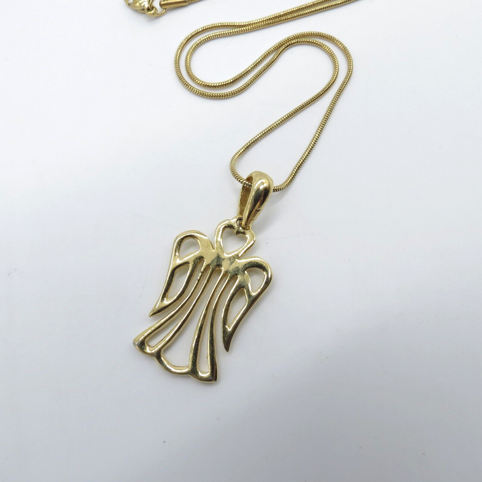 Guardian Angel Pendant Necklace Gold Tone Religious Spiritual 18″