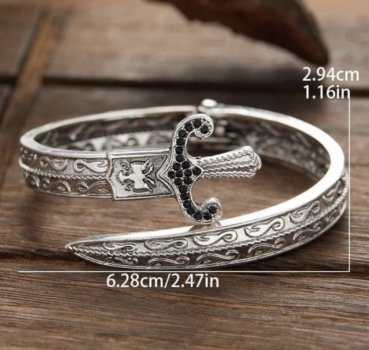 Medieval Sword Cuff Bracelet Gothic Viking Silver Bangle Punk Jewelry Gift