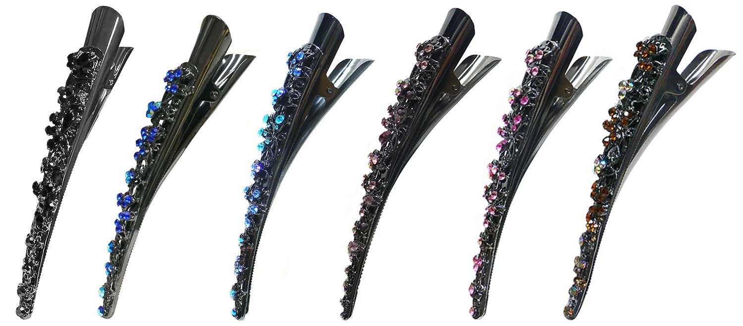 Set of 3 Crystal Alligator Duckbill Hair clips Beak Clips Women Hair Styling