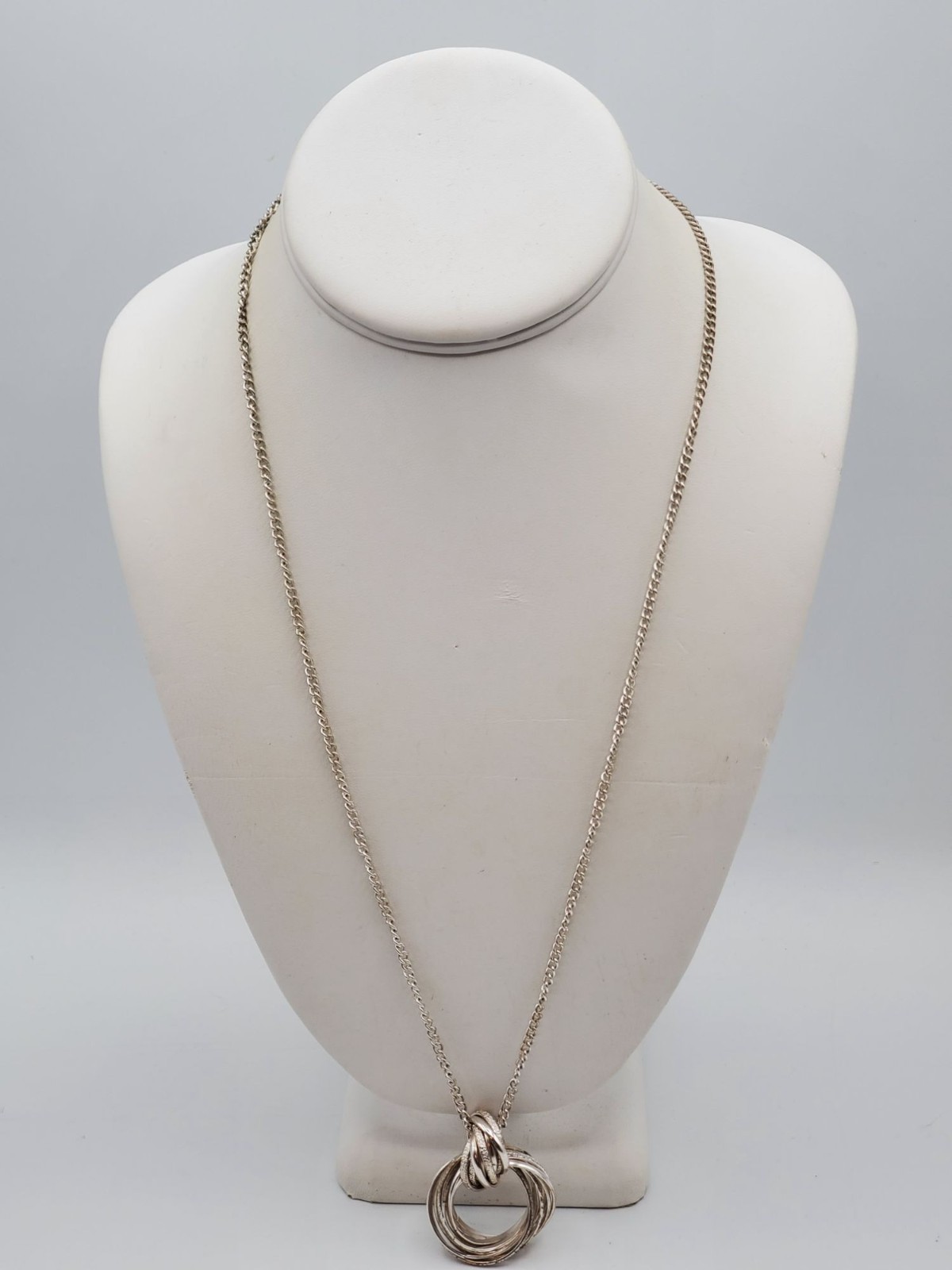 Silver-Tone Layered Circle Pendant Necklace With 24-Inch Chain