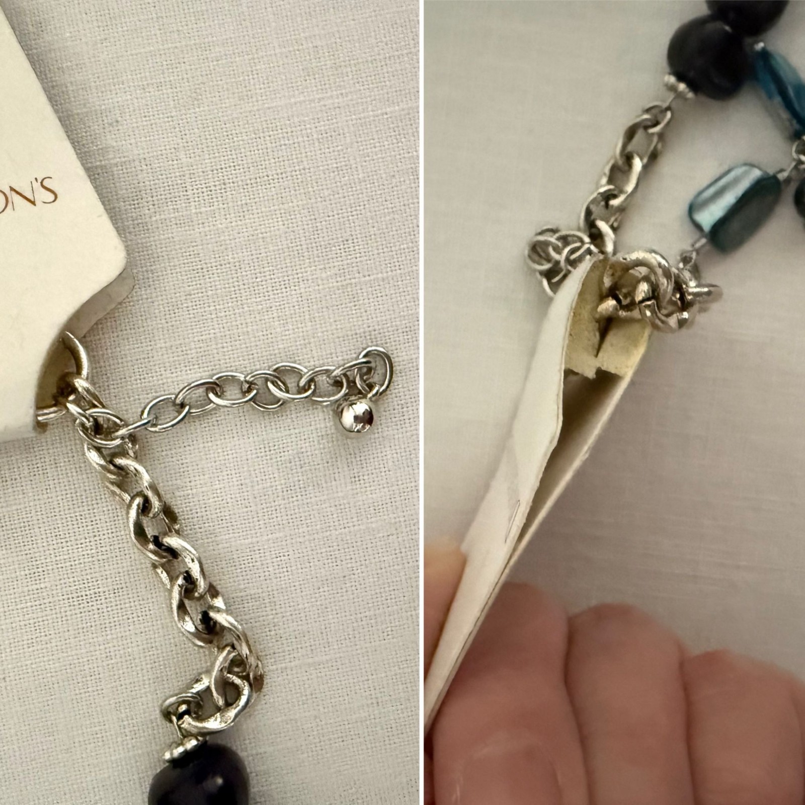 Drapers & Damons Architectural Statement Necklace Blue Stone Silver Pendant