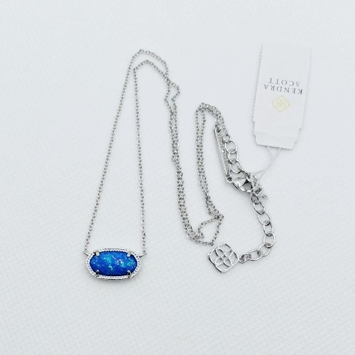 Kendra Scott Elisa Silver Pendant Necklace in Royal Ocean Blue Opal