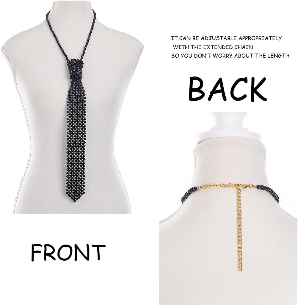 Long Pearl Necklace Pearls Neck Tie Black Pearl Necktie Pearl Body Jewelry for W