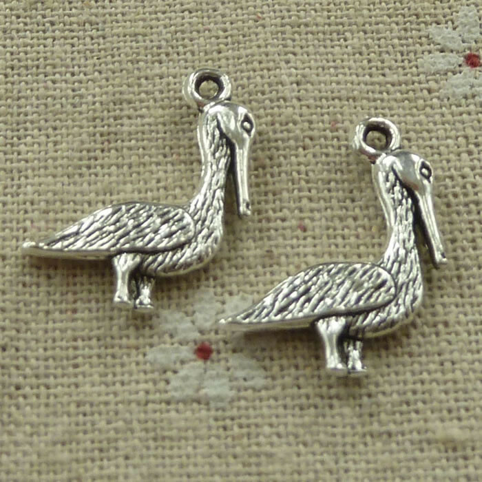 120 pcs tibetan silver Pelican charms Pendants 23X19mm L-3557 Crafts DIY