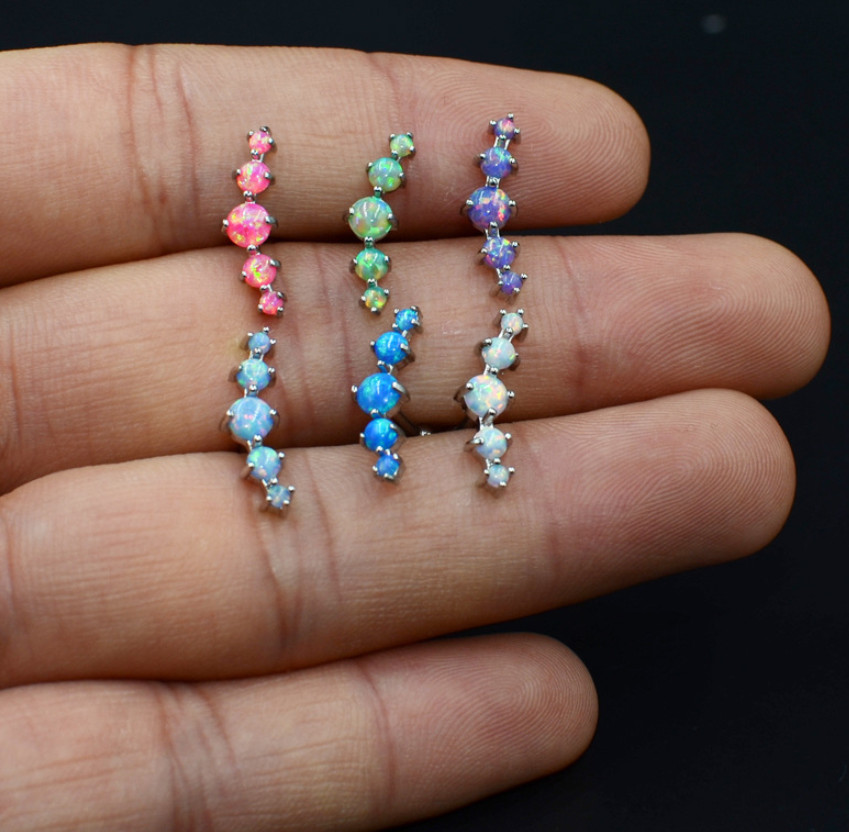 1 Pc Climber Crawler Opal 316L Surgical Steel Screw Back Stud Body Earrings S10