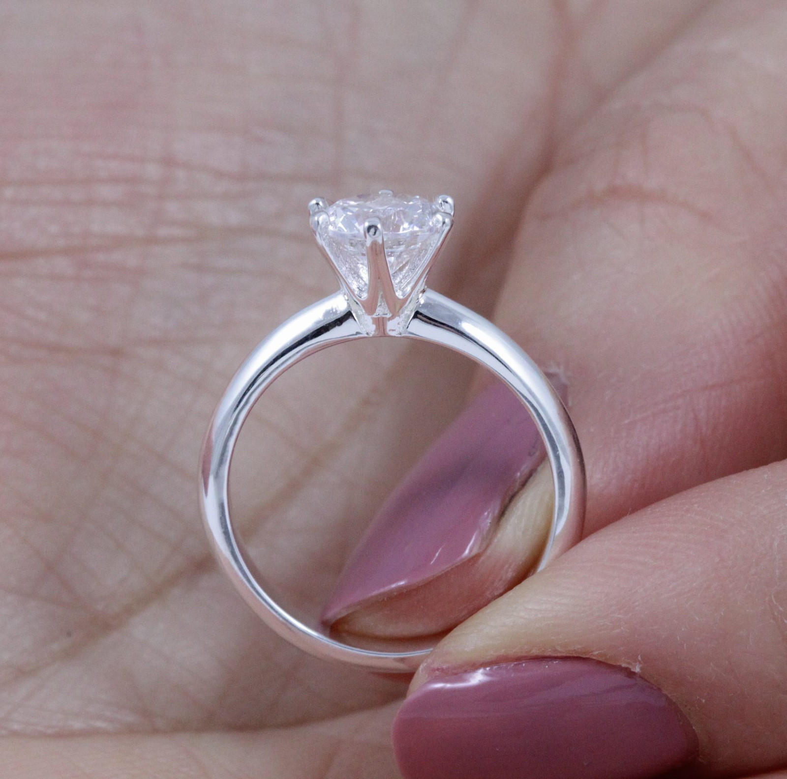 1ct .925 Sterling Silver Round CZ Solitaire Engagement Ring Band Sz 1.5-15 SA032