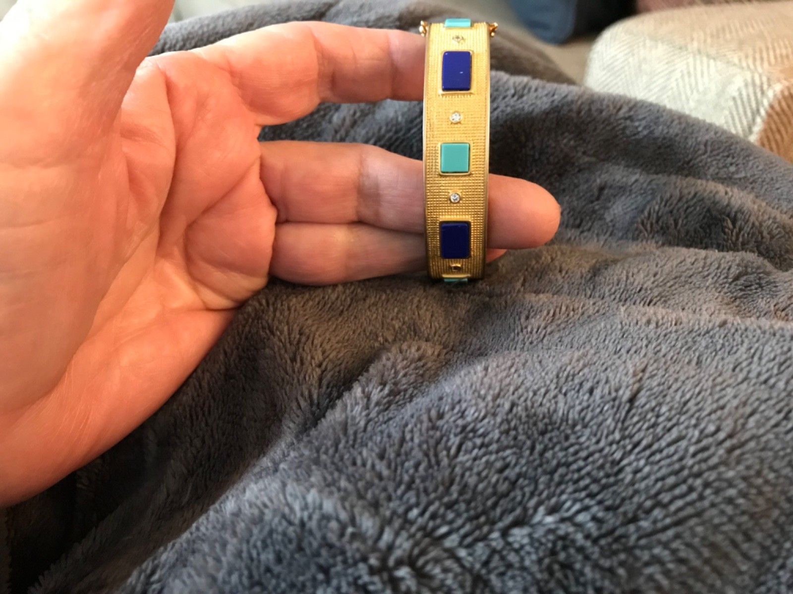 Freida Rothman Brick set 925SS with square turquois, lapis and bezel clear cz