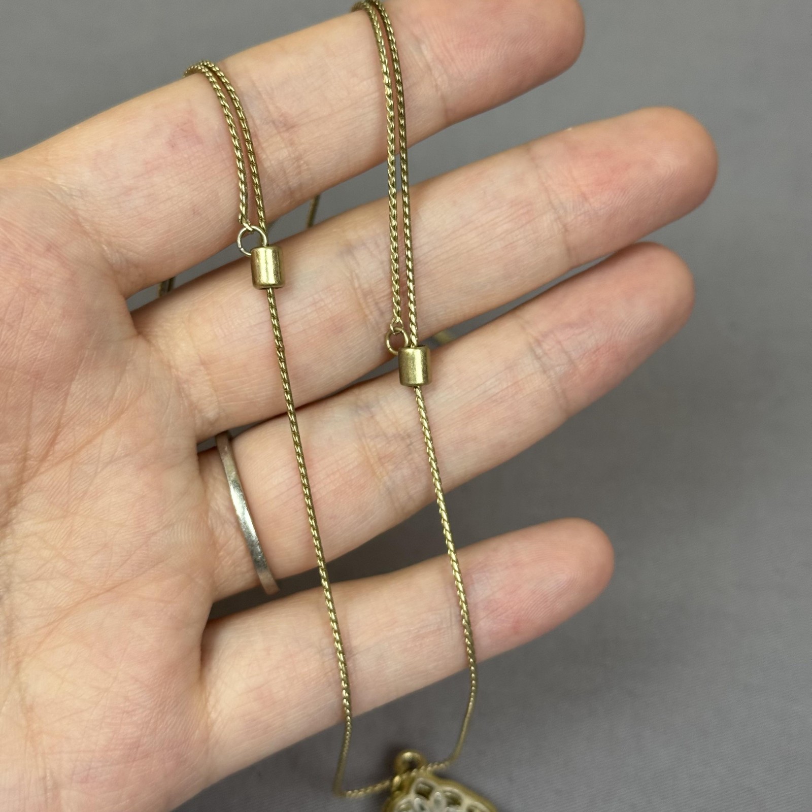 Gold Tone Filigree Oval Pendant Slider Necklace 21 In Womens Floral Jewelry