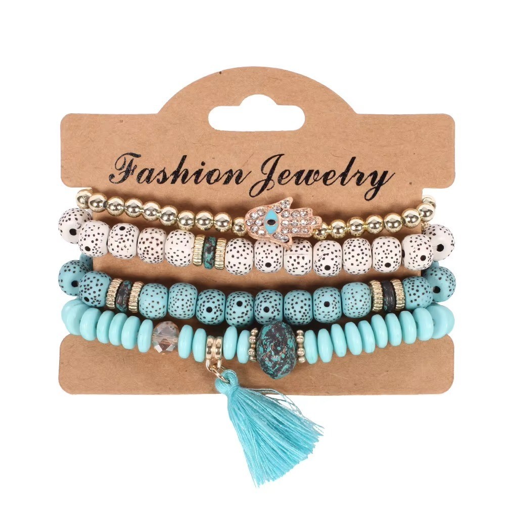 Boho Crystal Beaded Bracelet Set Colorful Stackable Bracelets Women Girls