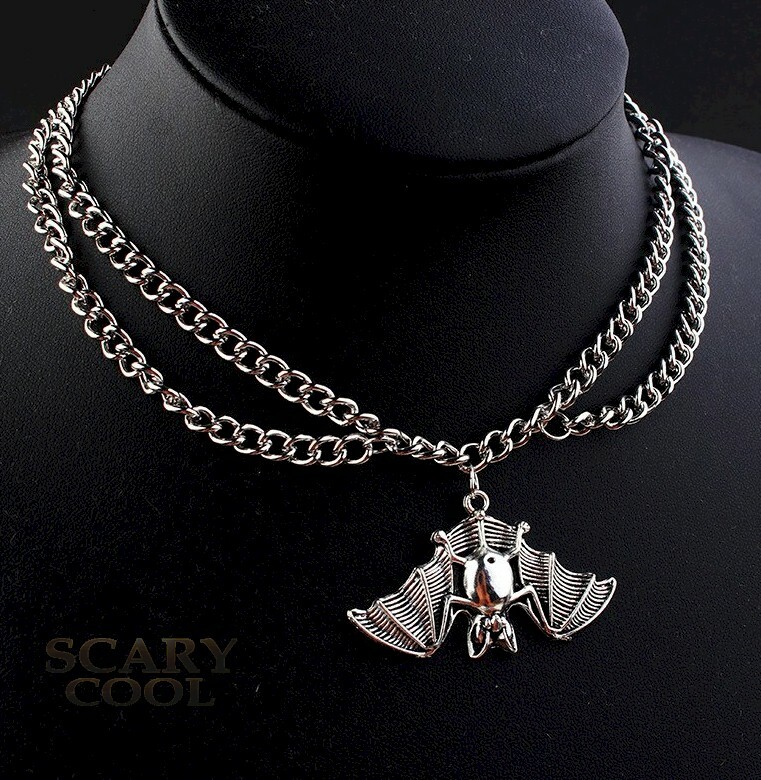 New Bat Gothic Wings Halloween Vampire Punk Biker Chocker Necklace