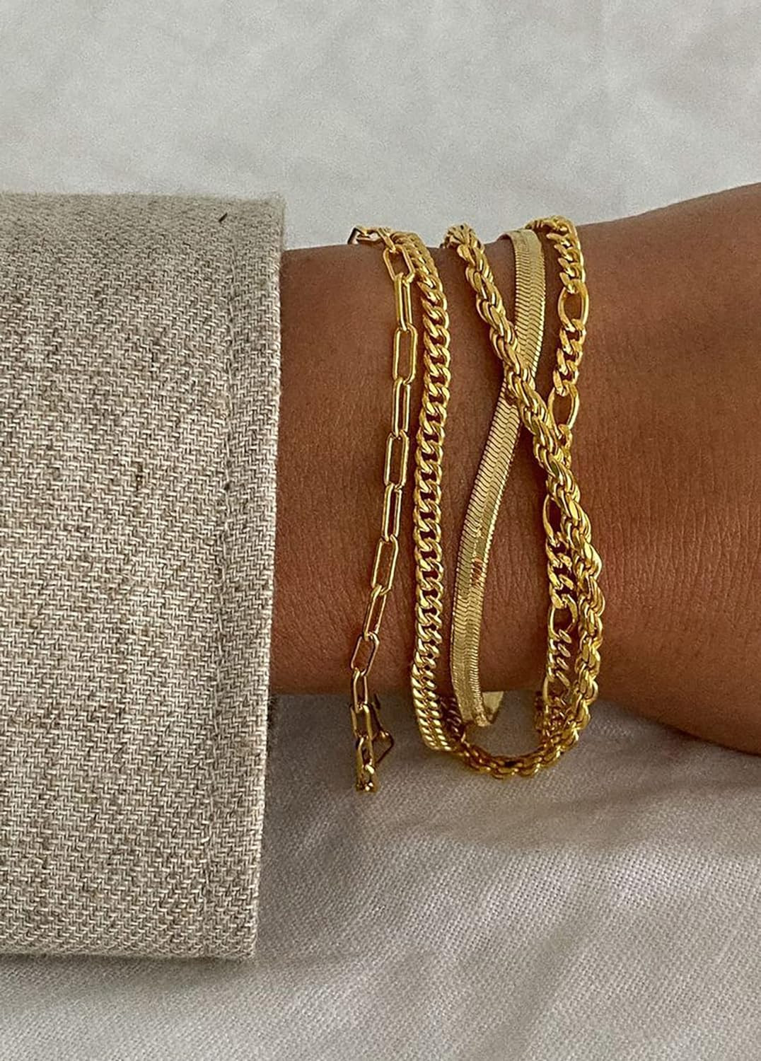 14K Gold Plated Bracelets for Women, Jewelry Sets Cute Tennis Beaded Bracelets C