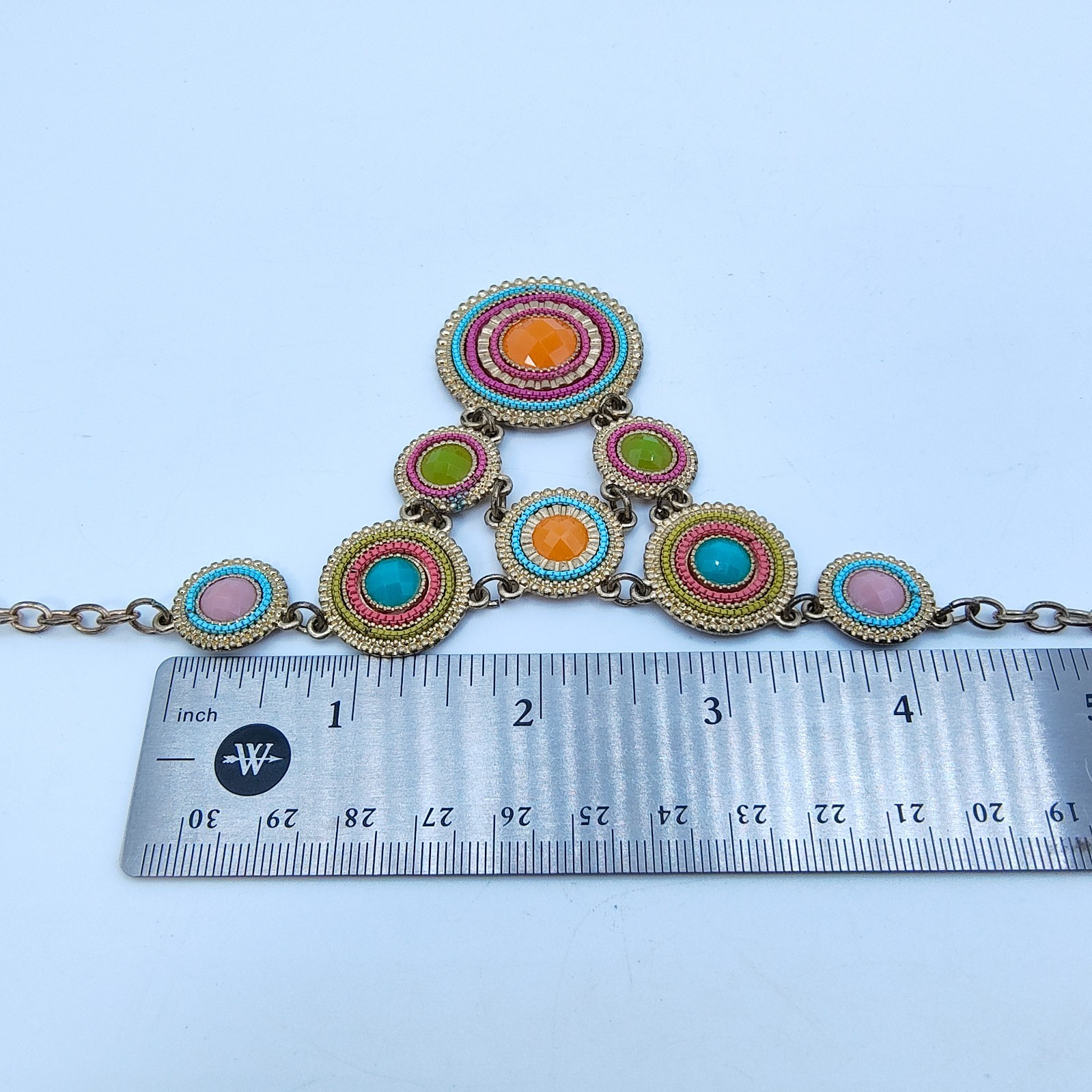 Boho Chic Beaded Medallion Bib Necklace Colorful Maximalist Ethnic Style