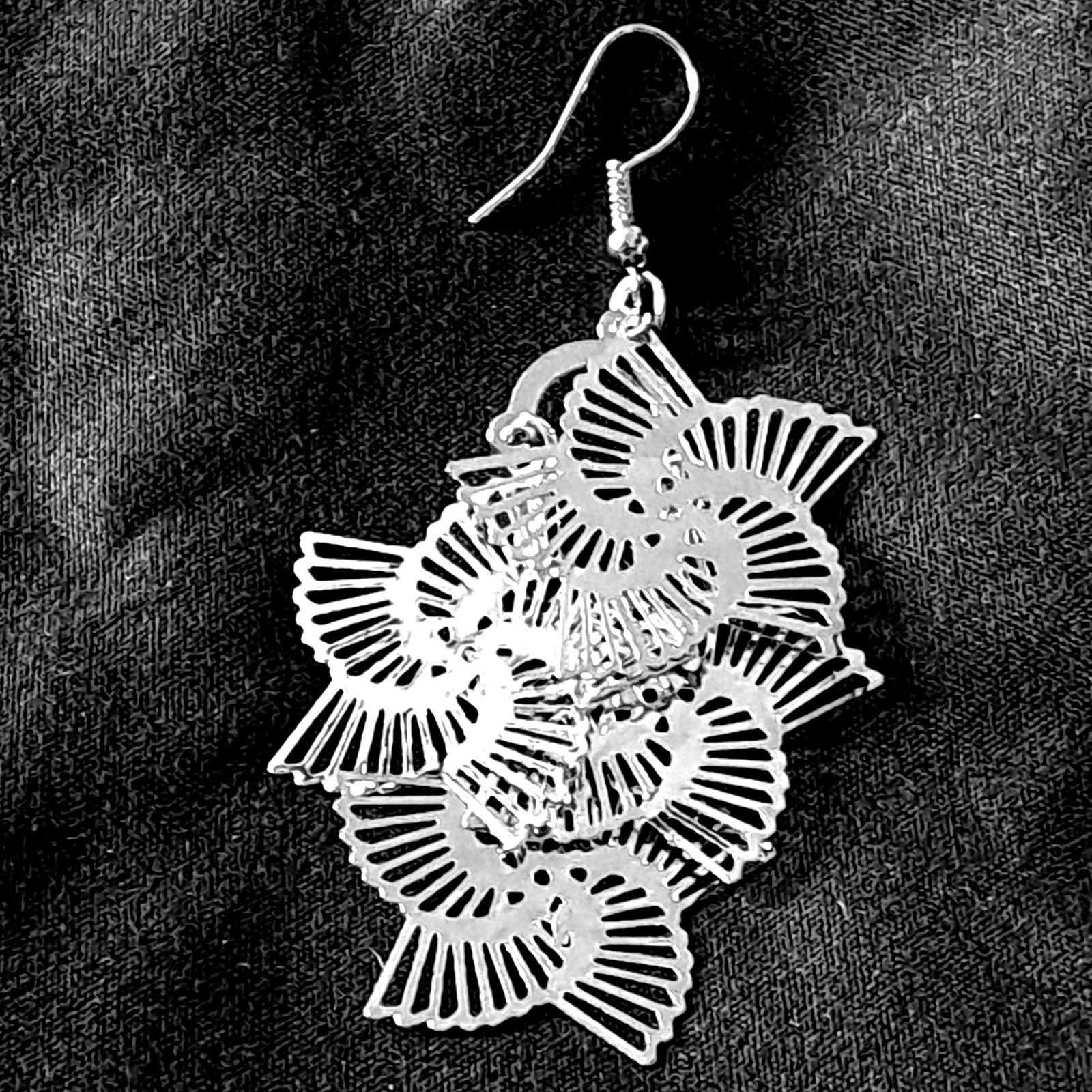 Boutique Fan Drop Earrings Star Dancer Filigree Mandala New Statement Dangle
