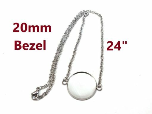 3 pcs. 304 Stainless Steel Silver Tone Chain Necklaces – 24″ (61cm) – 20mm Bezel