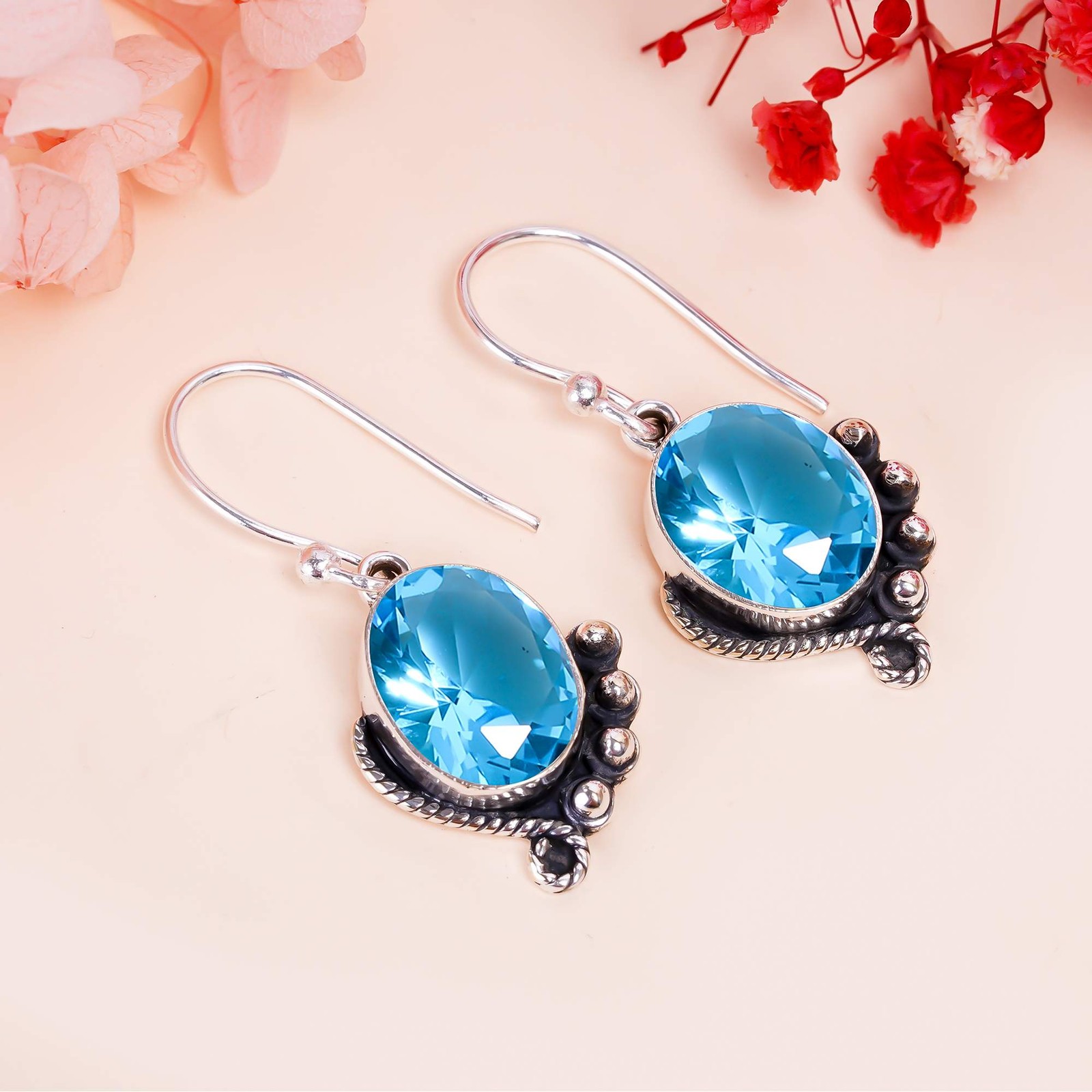 Blue Topaz 925 Sterling Silver Earring V736-E1415-27