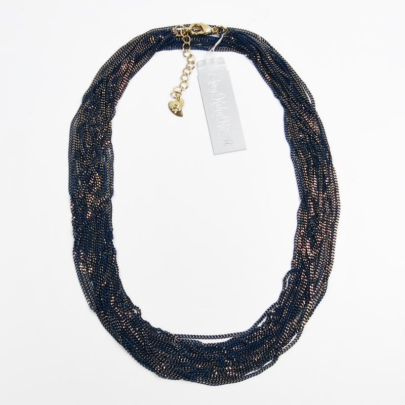 NWT Amy Kahn Russell Enameled Liquid Chain 35″ Long Necklace in Navy Versatile!