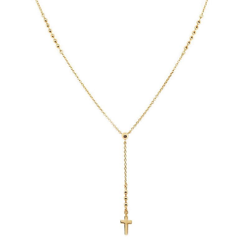 Tiny Small Cross Y Drop Necklace in 925 Sterling Silver