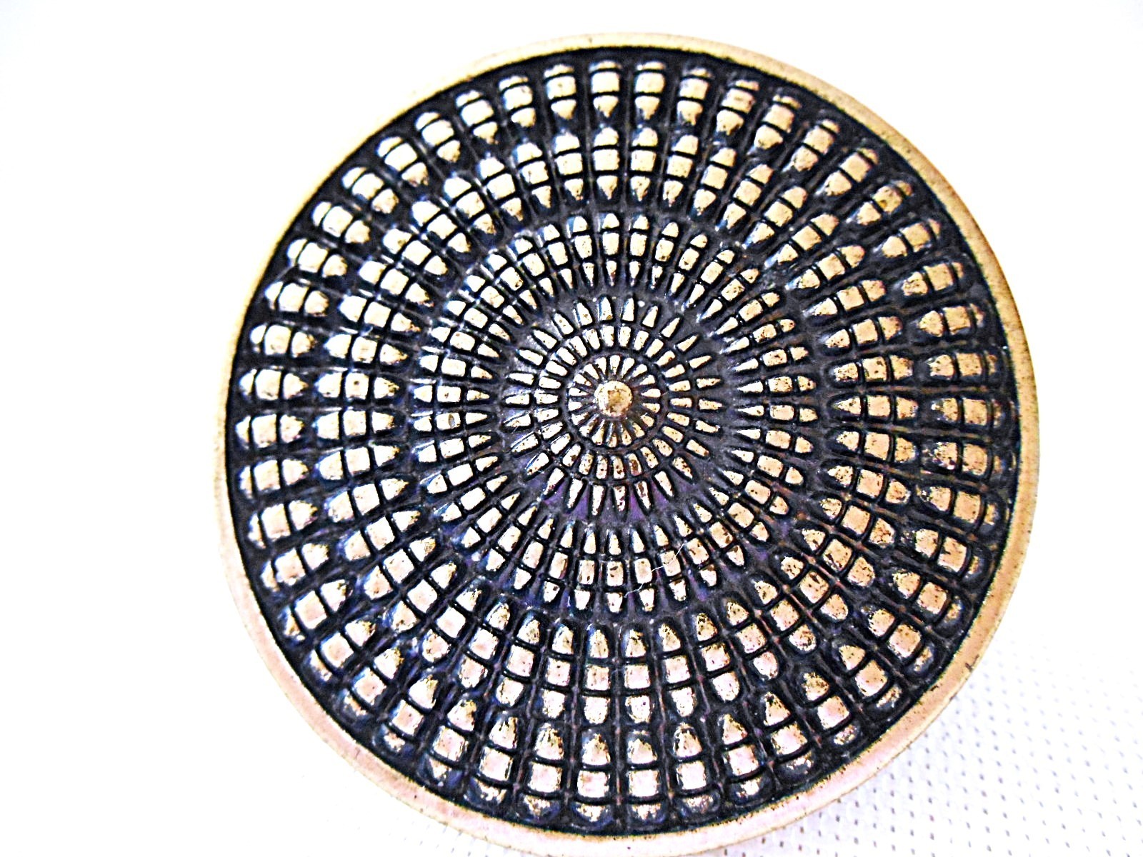 Large Round Top Bronzetone & Black Ring size 8