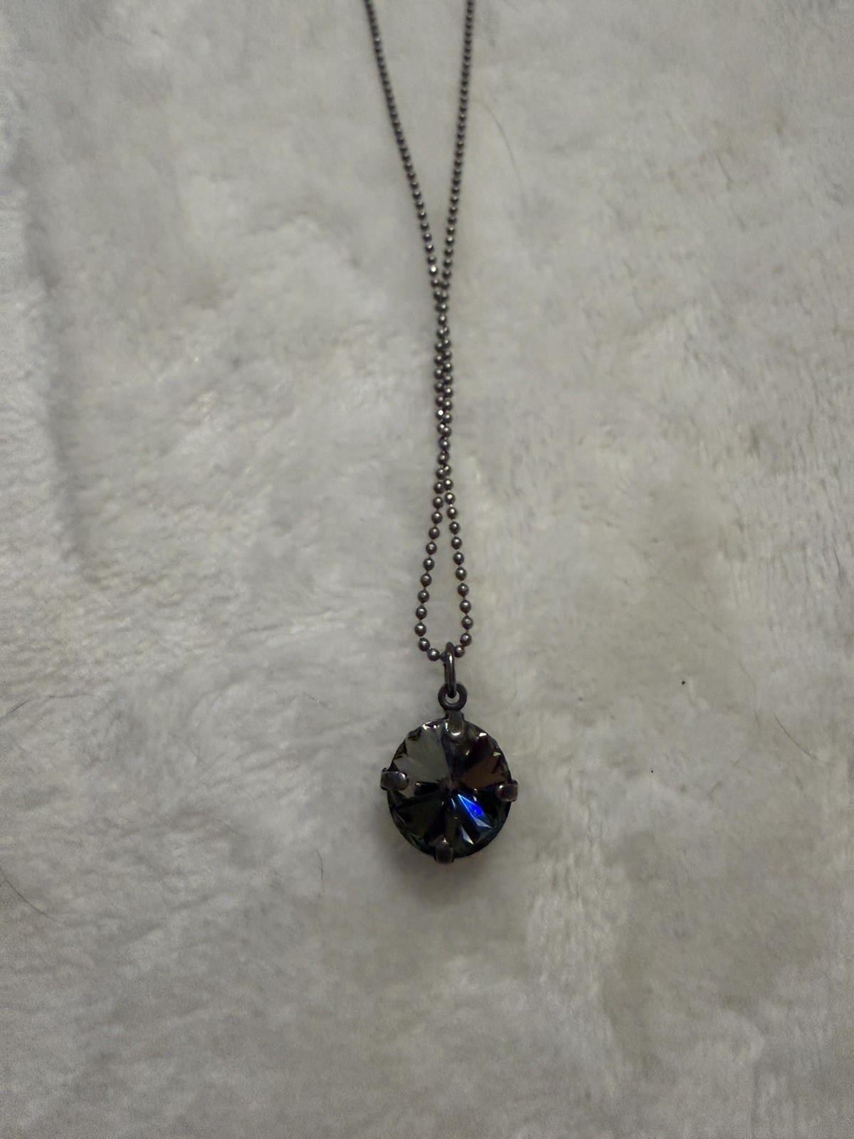 Sabika Round Single Stone iridescent Crystal Necklace 16” plus 2” extension