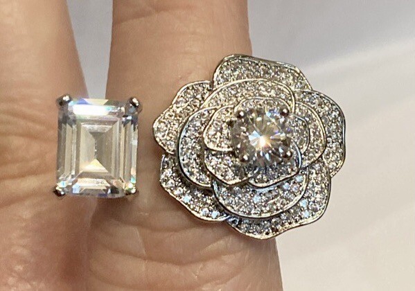 ✨Unique 2.50ct White Sapphire Open Rose Adjustable Ring SZ 5-10✨