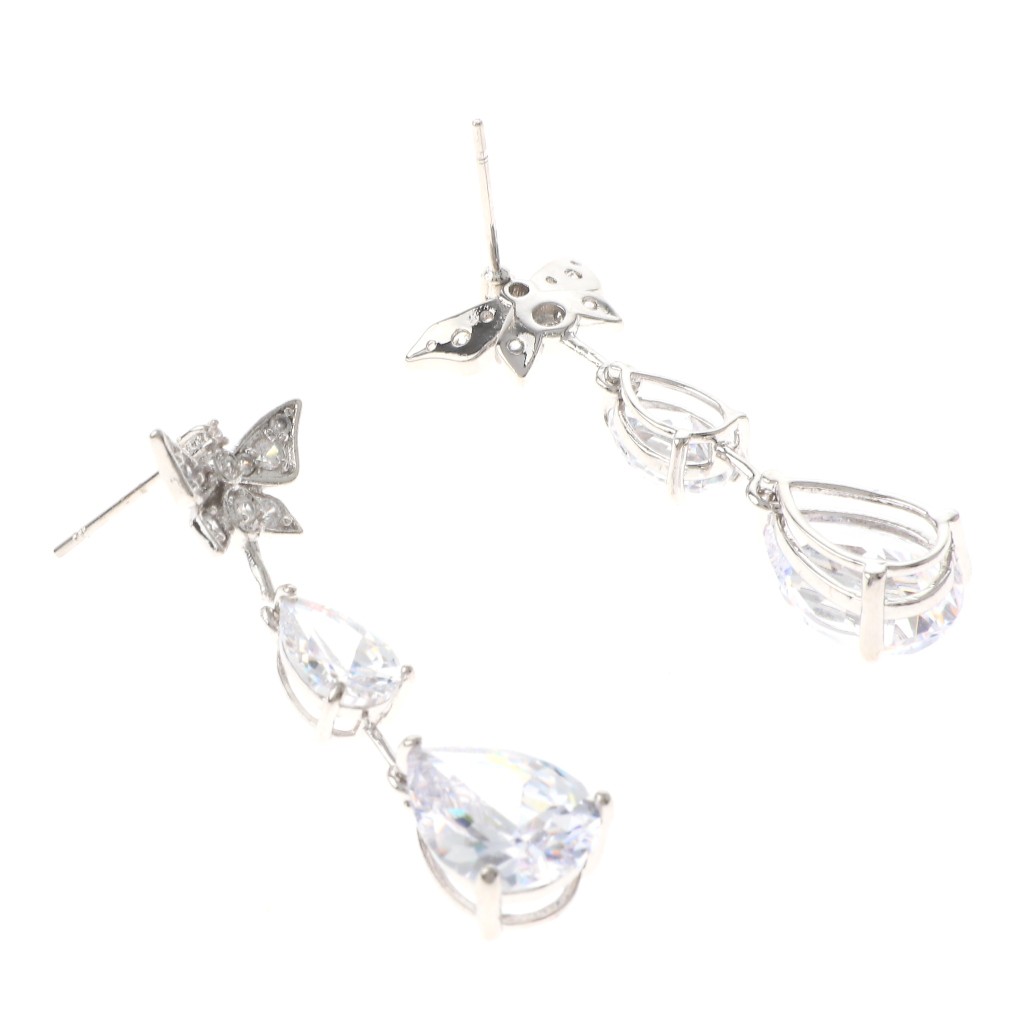 Silver Tone Alloy Metal Cubic Zirconia Post Earrings With Rhinestone JWE1901…