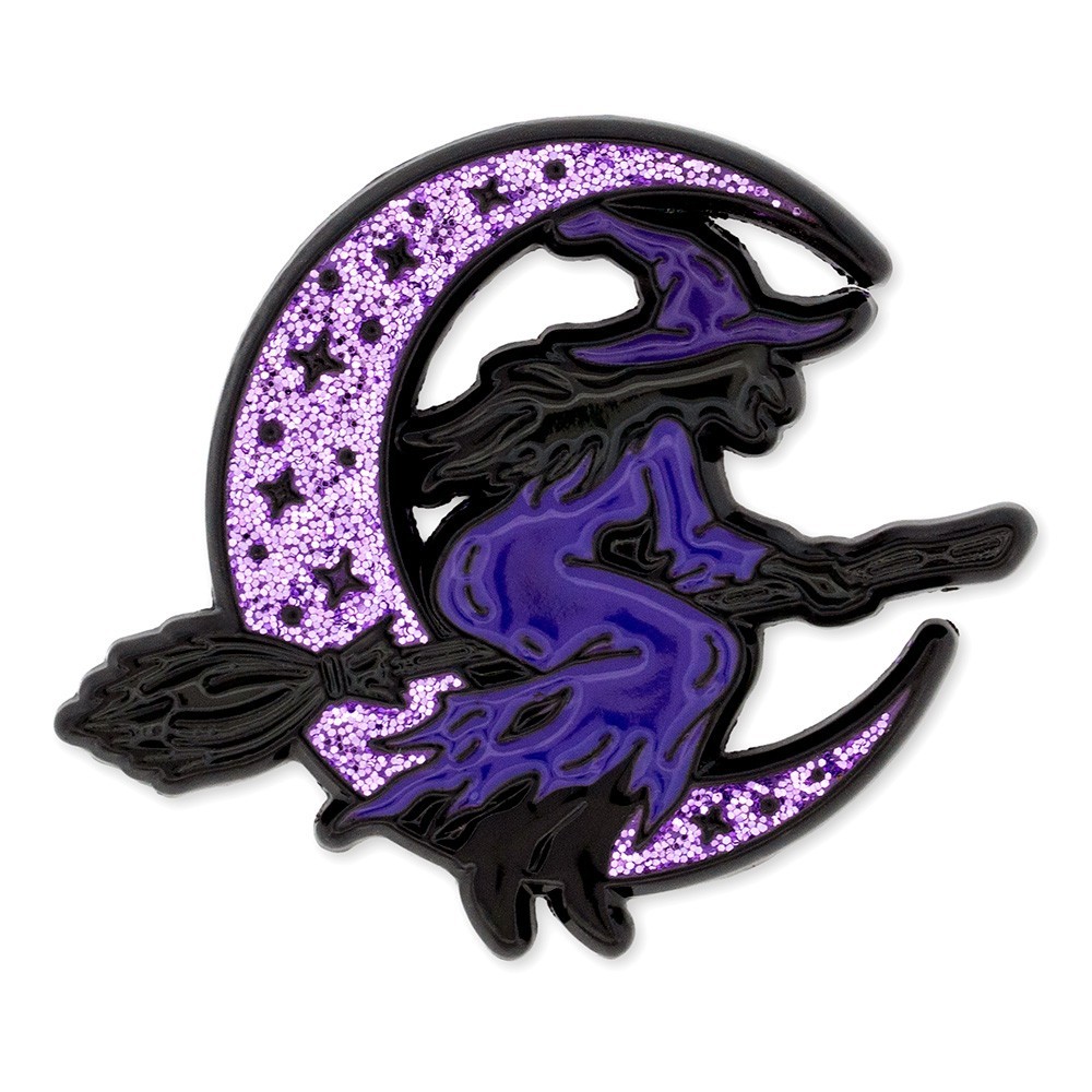 PinMart’s Purple Witch Pin – Glitter Halloween Enamel Pin for Costumes