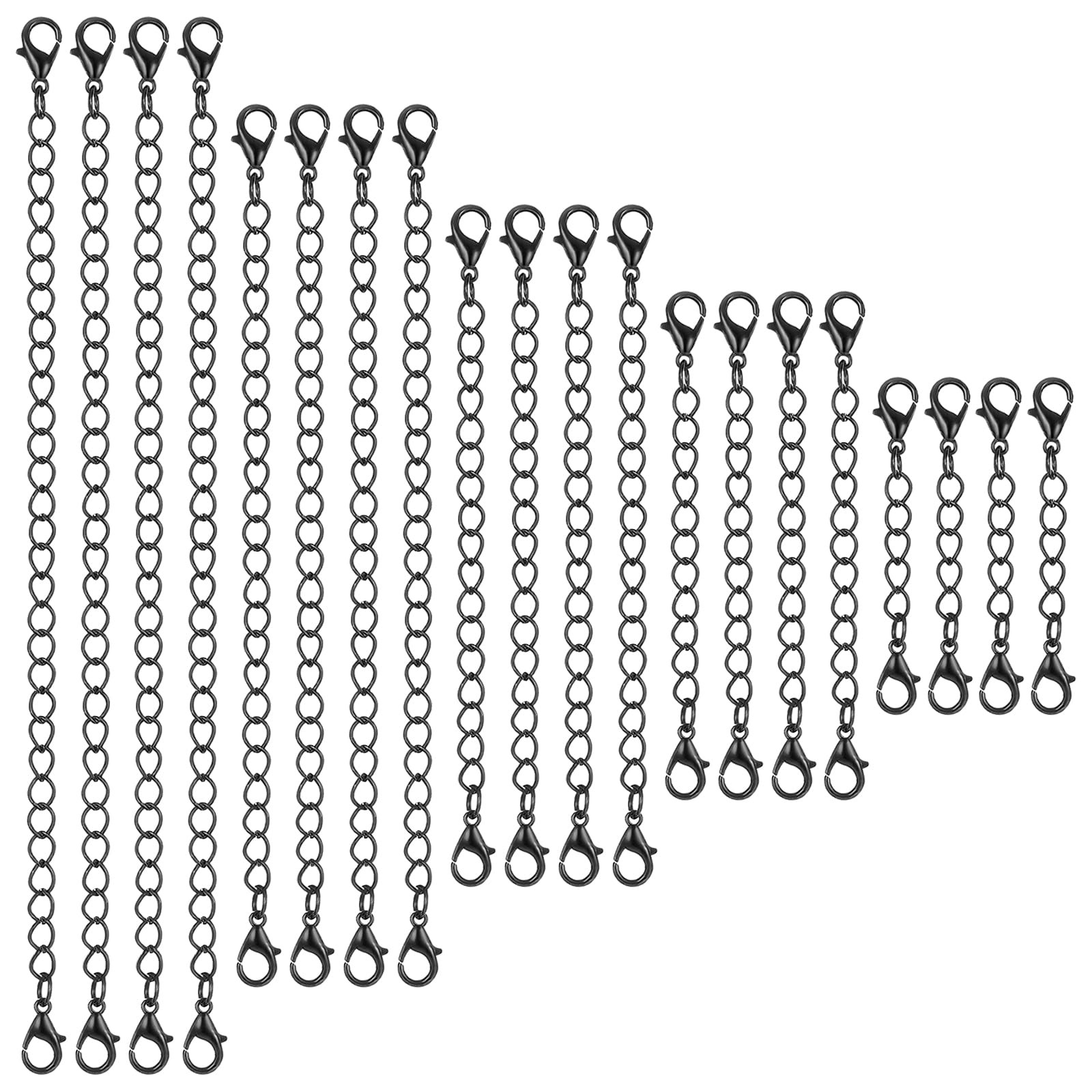 20pcs Extension for Necklace, 5 Size Jewelry Extenders Necklace Chain Black
