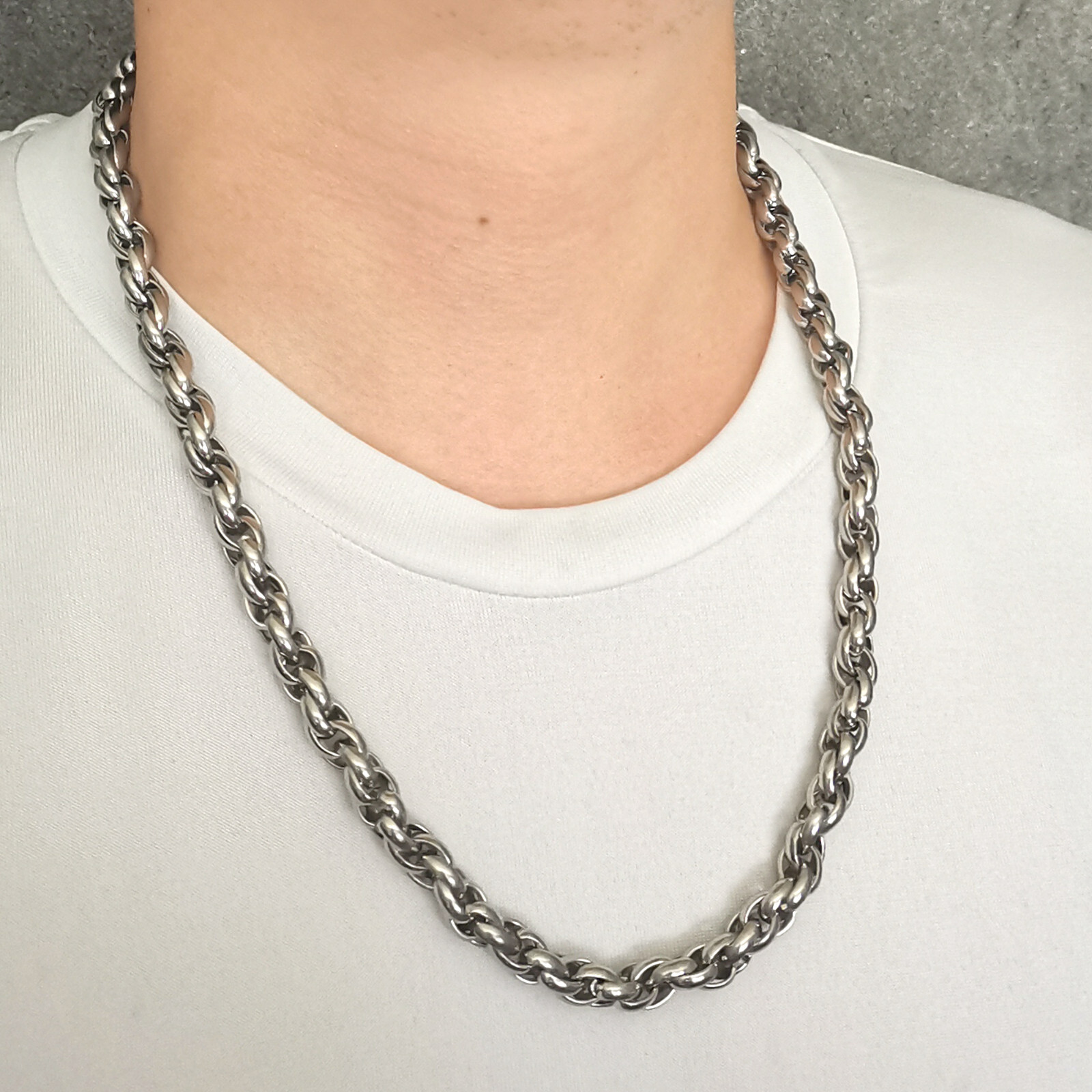 8.5mm 30 inch Stainless Steel Twisted chain Necklace Fashion Boys Mens Jewelry