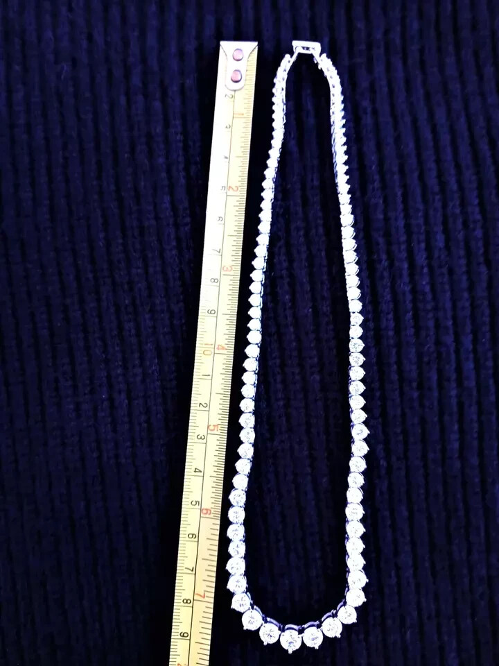 Vintage Neiman Marcus CZ Tennis Necklace 925 Sterling Rhodium Plated 16” New