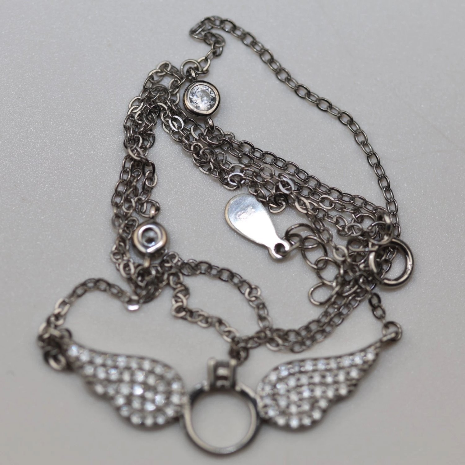 Necklace 16-18 Inch Silver Sterling Angel Wing Pendant Wings Chain