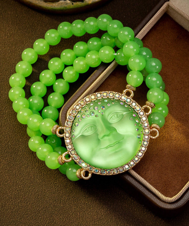 Moon face chunky stone bead bracelets