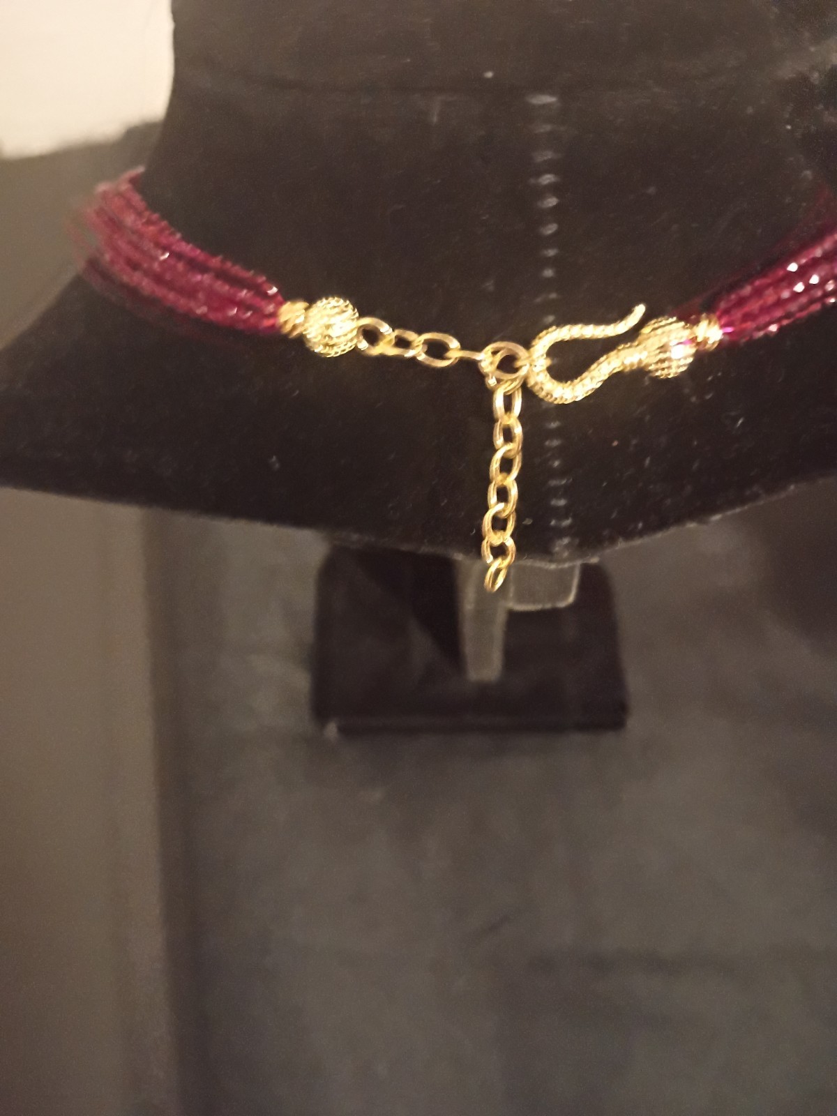 Burgendy Red Sea Bead Necklace With A Pendant And Extender
