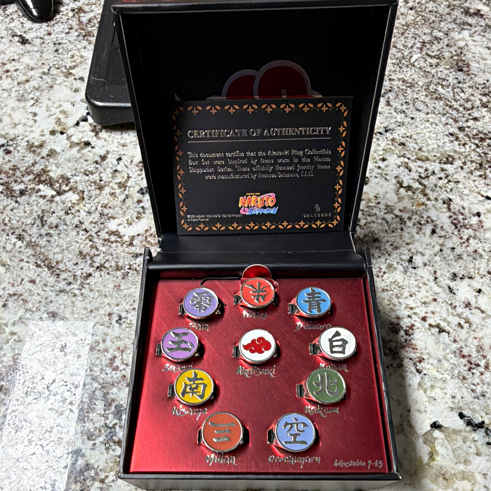 Naruto Shippuden Akatsuki 10 Ring Collectible Box Set READ DESCRIPTION